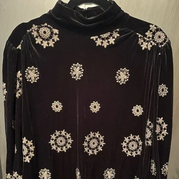 zara embroidered velvet dress Kids Mia Dress Black Velvet with Mushroom Embroidery – Muzungu Sisters UK